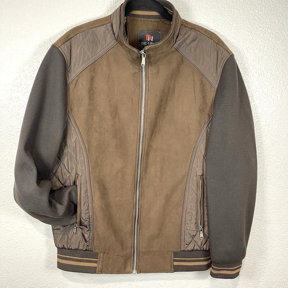 De-Nico Milano Quilted Faux Suede Lined‎ Dressy Casual Bomber Jacket Size XL
